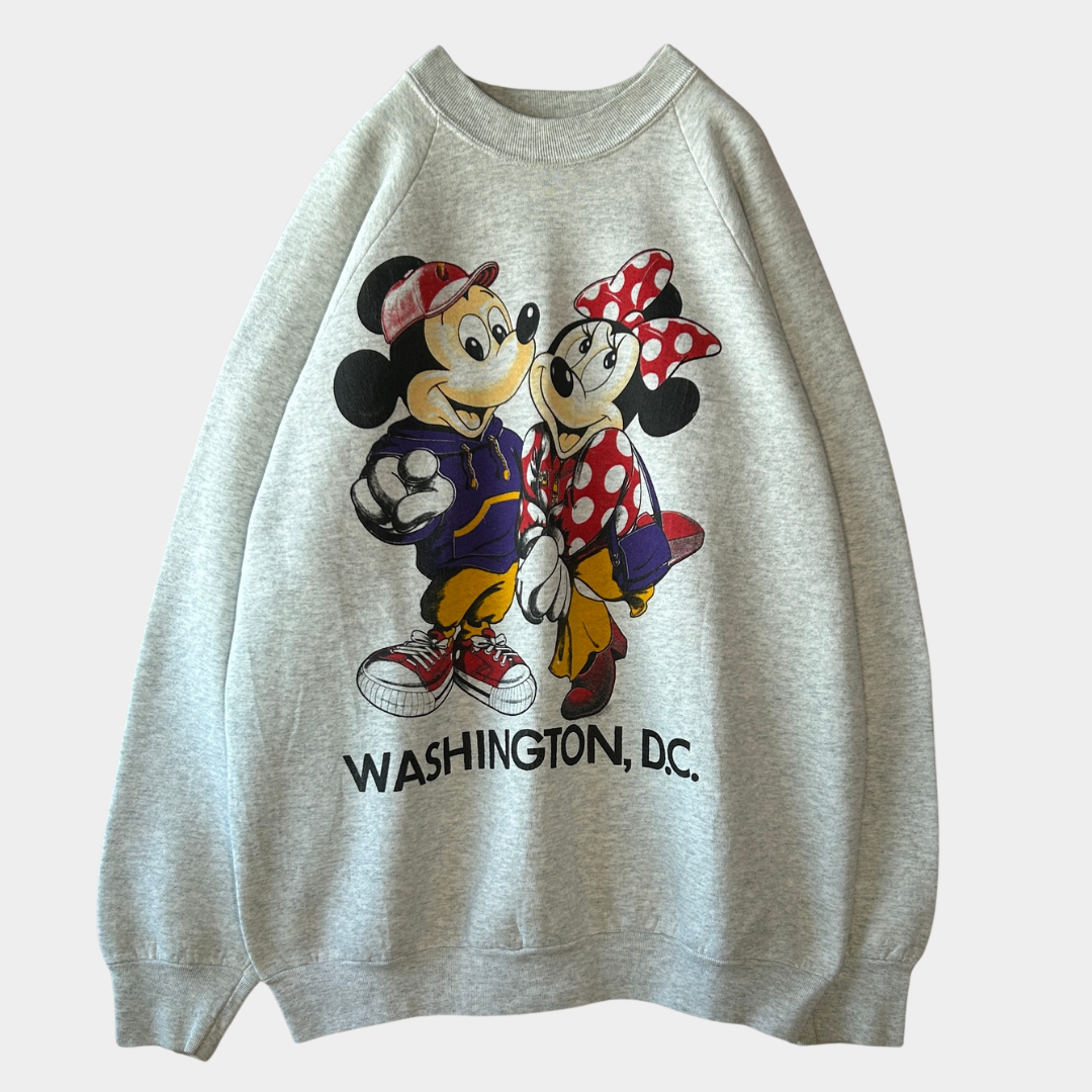 90's Fruit of the loom "Washington, D.C." ミッキー＆ミニー スウェット 白 (XL)/A8925S-SO