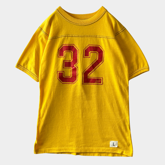 80's BANTMAS フットボールTシャツ コットン/ポリ イエロー(L)/A2976T-SO