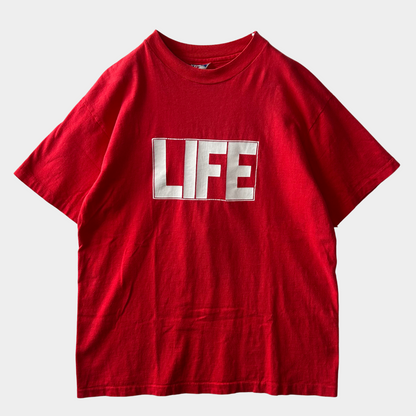90's Hanes LIFE MAGAZINE ロゴTシャツ 企業T 雑誌 赤(L)/A6394T-SO
