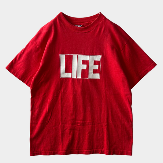 90's Hanes LIFE MAGAZINE ロゴTシャツ 企業T 雑誌 赤(L)/A6394T-SO