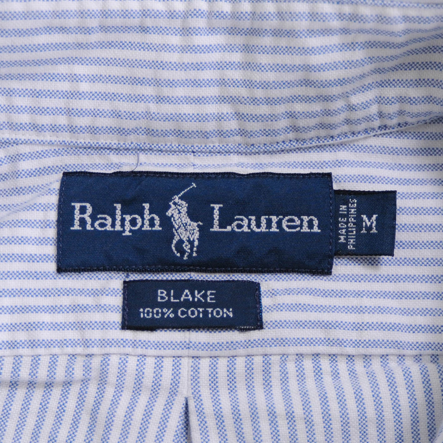 Ralph Lauren ストライプシャツ BLAKE 青白 (M)/A4549SH-SO