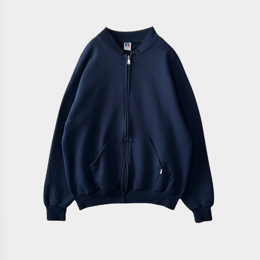 90's Russell Athletic ラッセル ジップアップスウェット 紺(XL)/A5052S-SO