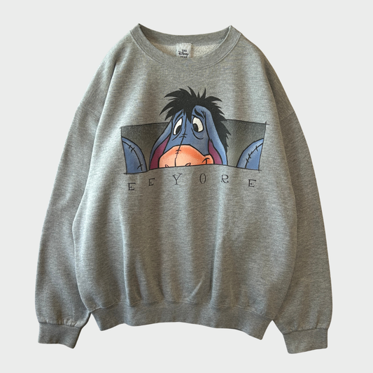 90’s The Disney Store EEYORE イーヨー ディズニー キャラクタースウェット グレー (L)/A7847S-SO