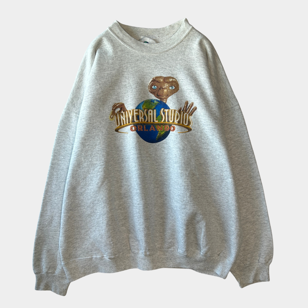 90's ~00's Universal Studios Orlando E.T. 霜降り スウェットシャツ 白 (サイズ不明)/B3126S-SO