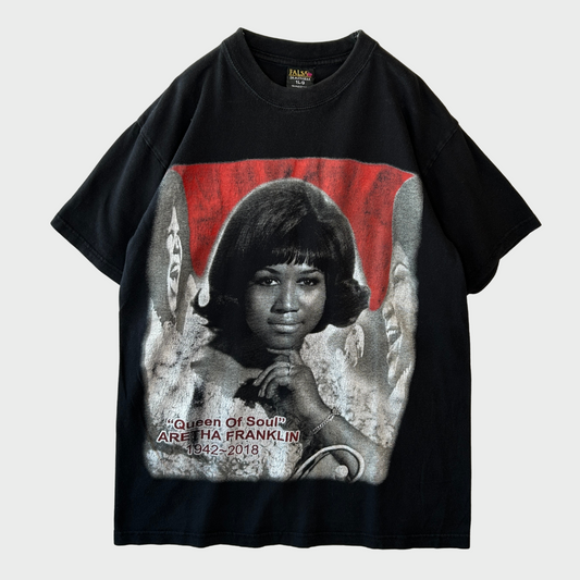00's  FALSA "Queen of Soul" ARETHA FRANKLIN プリントTシャツ 黒 /A7332T-SO