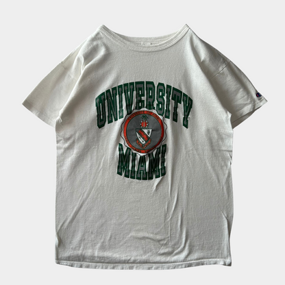 80's champion "UNIVERSITY OF MIAMI" T-shirt (L)/A6917T-SO