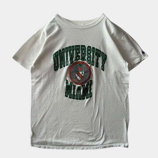 80's champion "UNIVERSITY OF MIAMI" T-shirt (L)/A6917T-SO