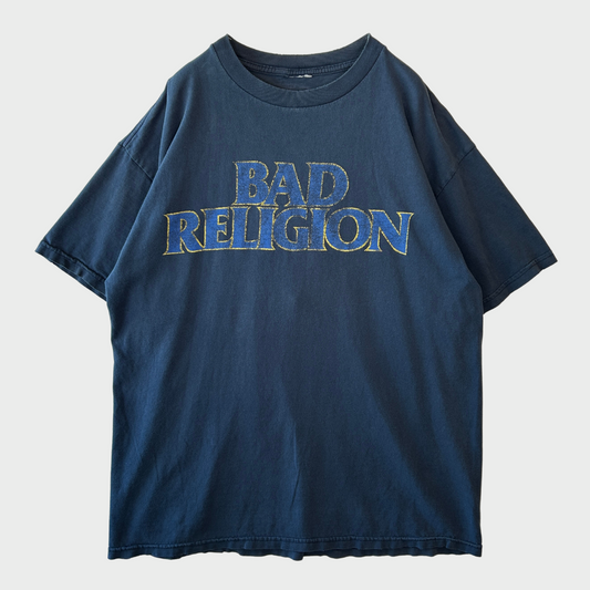 90's  BAD RELIGION  文字プリント バンドTシャツ  ネイビー /A7267T-SO