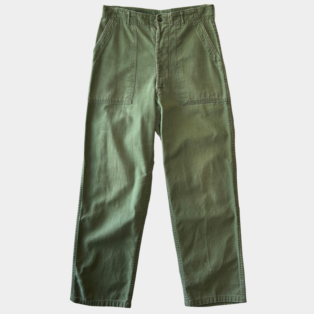 60's U.S.ARMY OG-107 Utility Pants ベイカーパンツ サイドアジャスター 平ボタン(Medium)/C1448P-SO