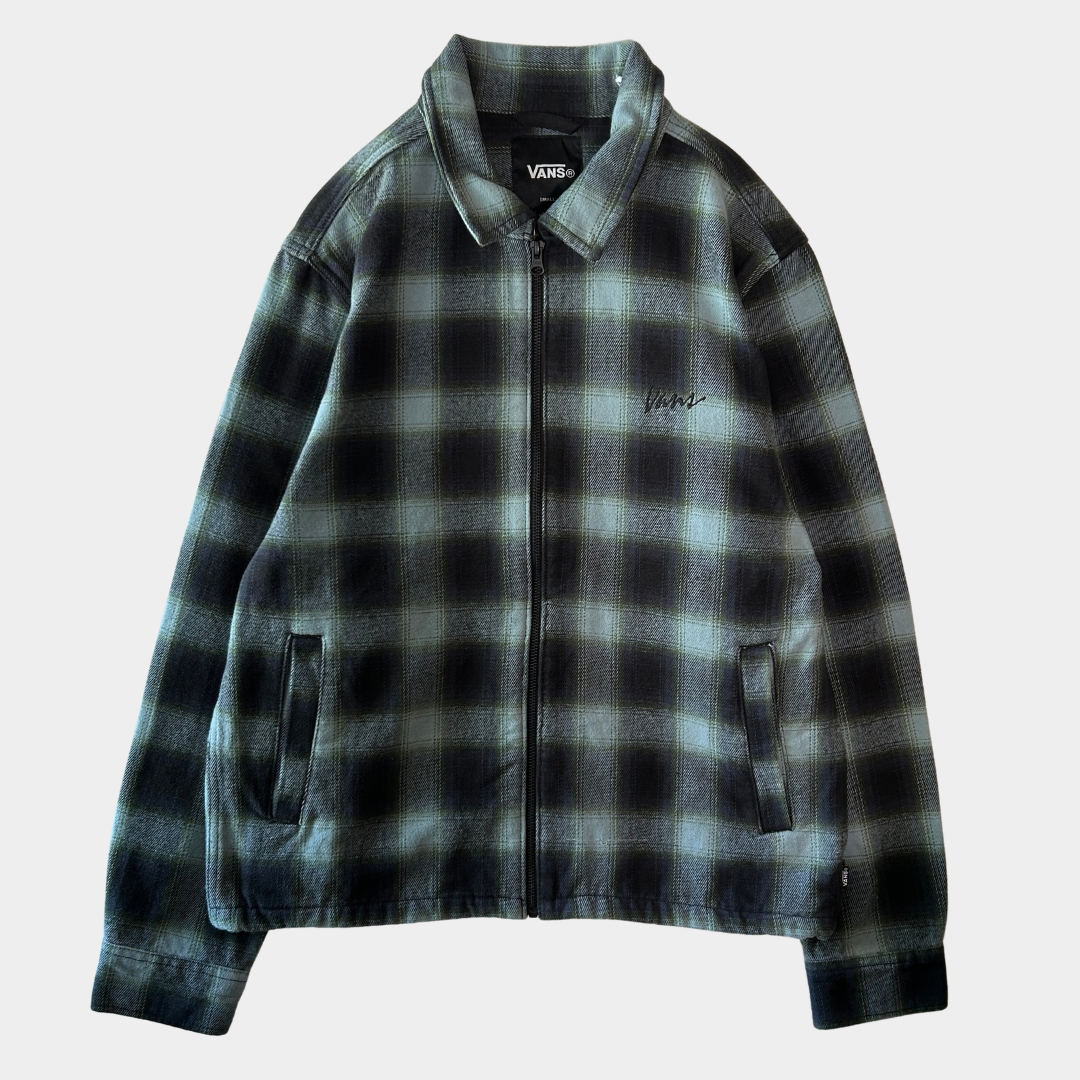 00's VANS オンブレチェック ジップアップジャケット 黒水色 (S)/C1666J-SO