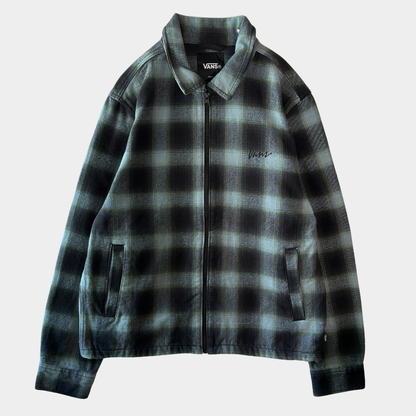 00's VANS オンブレチェック ジップアップジャケット 黒水色 (S)/C1666J-SO
