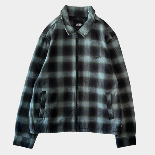 00's VANS オンブレチェック ジップアップジャケット 黒水色 (S)/C1666J-SO