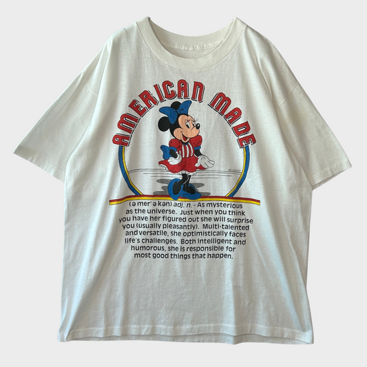 90's~DISNEY MINNIE MOUSE ディズニー ミニーマウス "AMERICAN MADE" Tシャツ ホワイト (不明)/A7329T-SO