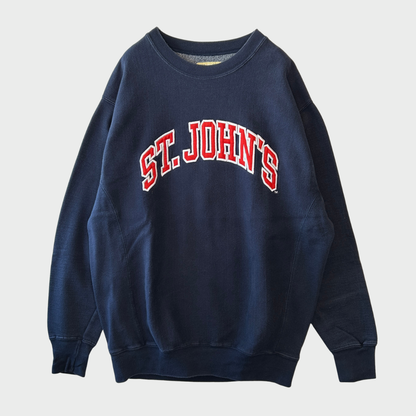 00's STEVE&BARY'S ST.JHON'S 刺繍カレッジスウェット 紺(XL)/B2966S-SO