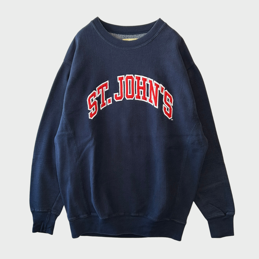 00's STEVE&BARY'S ST.JHON'S 刺繍カレッジスウェット 紺(XL)/B2966S-SO