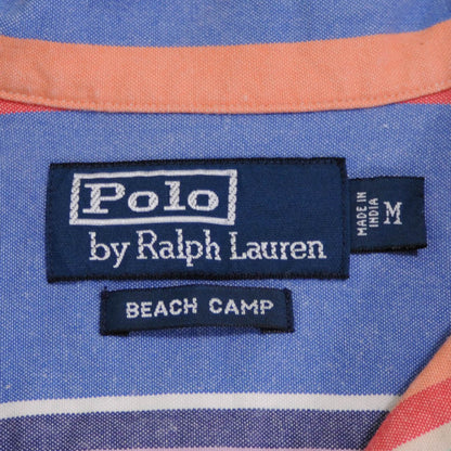 Polo by Ralph Lauren BEACH CAMP S/Sオープンカラーストライプシャツ 橙 青 緑 (M)/A3720SH-SO