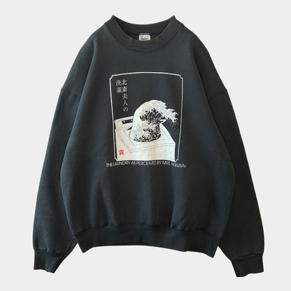 90's Fruit Of The Loom 北斎夫人の洗濯 パロディースウェット 黒 (XXL)/A8540S-SO
