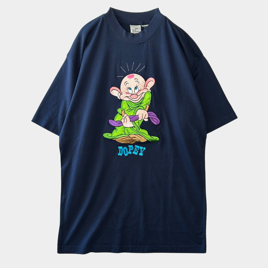 00's Disney ディズニー DOPEY キャラクターTシャツ 紺 (サイズ不明)/B2657T-SO
