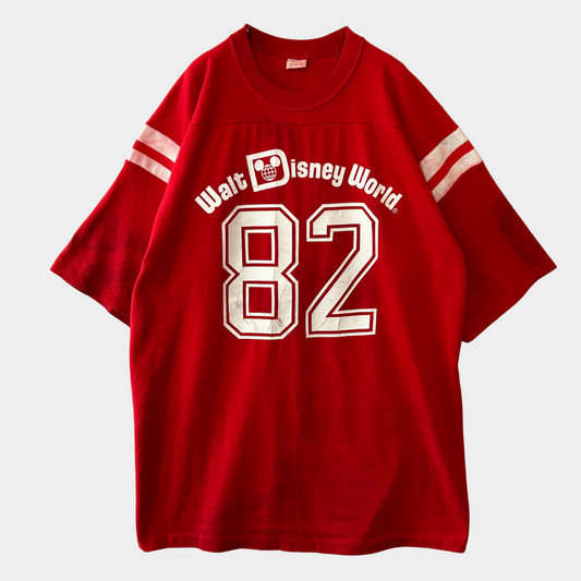 80's Collegiate Pacific Walt Disney World ディズニー　フットボールT 赤(XL)/A7186T-SO