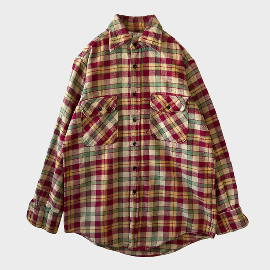 00's VIP  フランネルシャツ ワインレッドベージュ (S) /A8819SH-SO