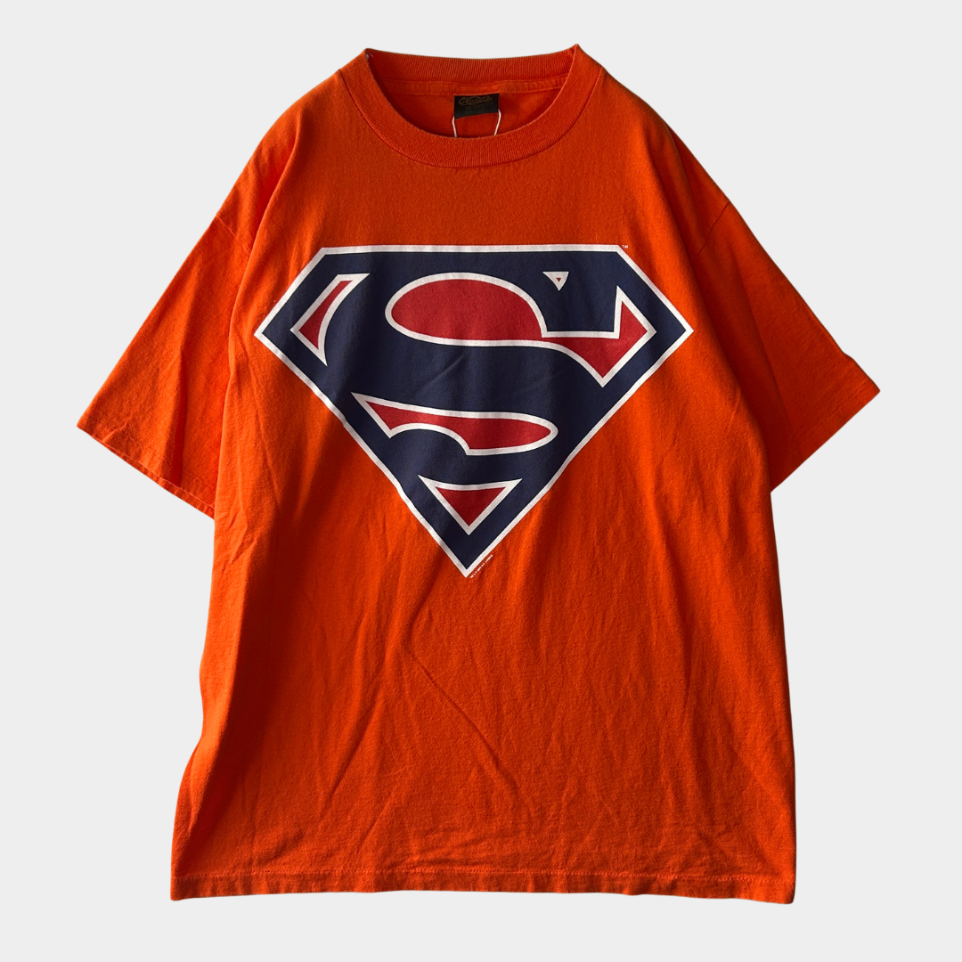 2001 DCコミック スーパーマン デカロゴTシャツ シングルステッチ オレンジ (XL)/C1013T-SO