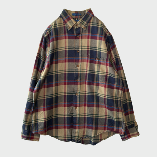 90's  LOBO by Pendleton  タータンチェック ネルシャツ ベージュ、ネイビー、ワインレッド L /A6344SH-SO