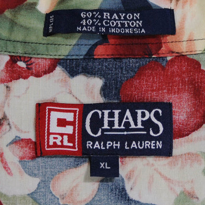 90's CHAPS S/S アロハシャツ 花柄 紺(XL)/A3729SH-SO