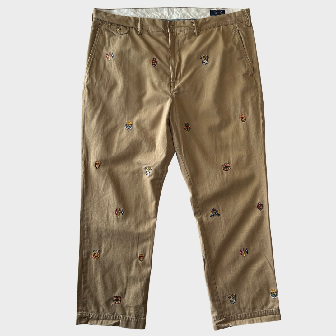 00's Polo Ralph Lauren ラルフローレン Classic fit 刺繍入りポロチノ チノパン ベージュ(40×30)/B3087P-SO