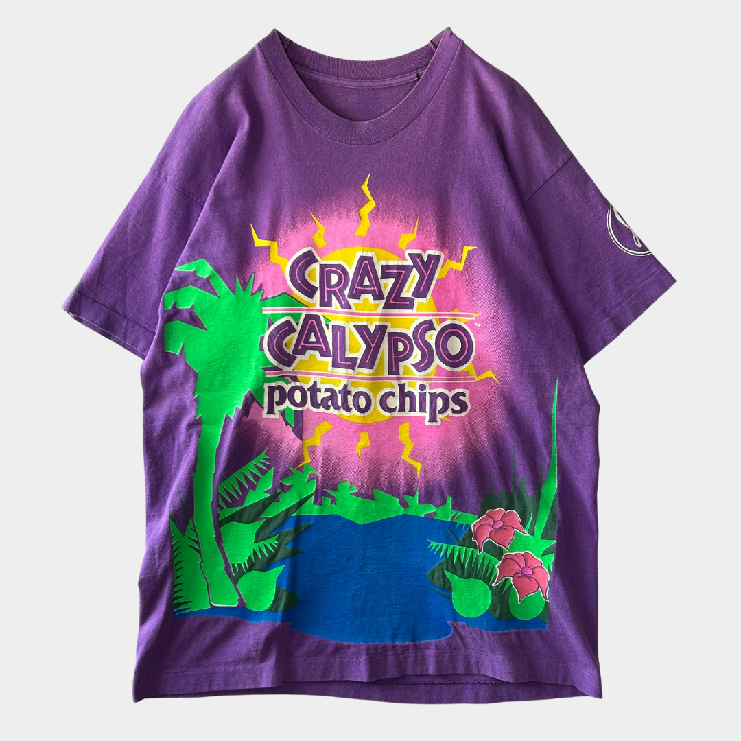 90's Crazy Calypso ポテトチップス プリントTシャツ 紫 (サイズ不明)/A3849T-SO
