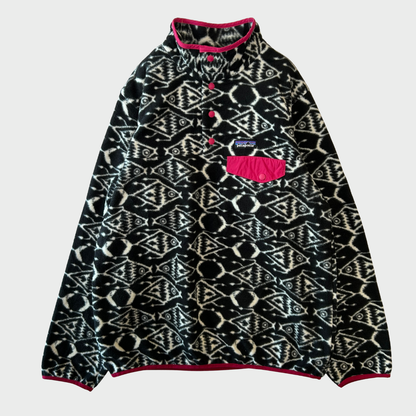 Patagonia パタゴニア スナップT 魚柄 フリース 黒 M /B3187F-SO