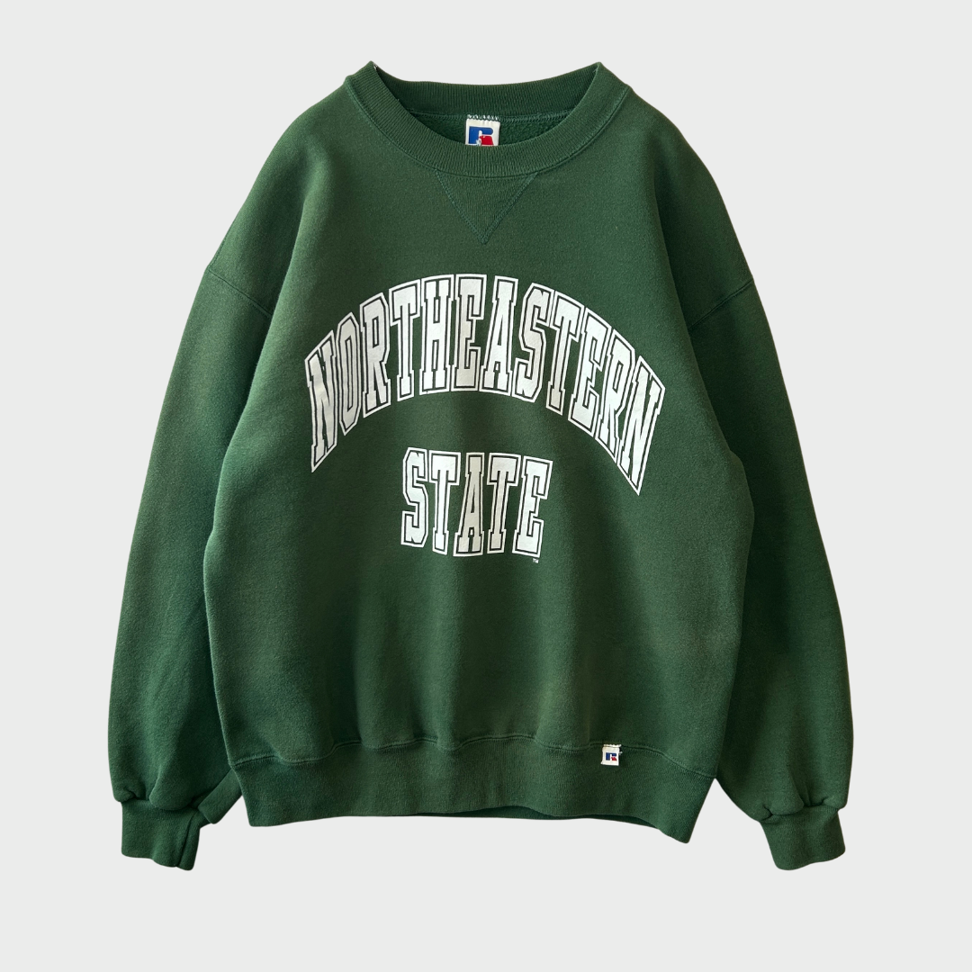 90's Russell Athletic NORTH EASTERN STATE カレッジスウェット グリーン(L)/A5616S-SO