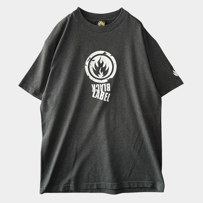 00's BLACK LABEL ブラックレーベル フレイム ロゴTシャツ 黒 (L)/A7576T-SO