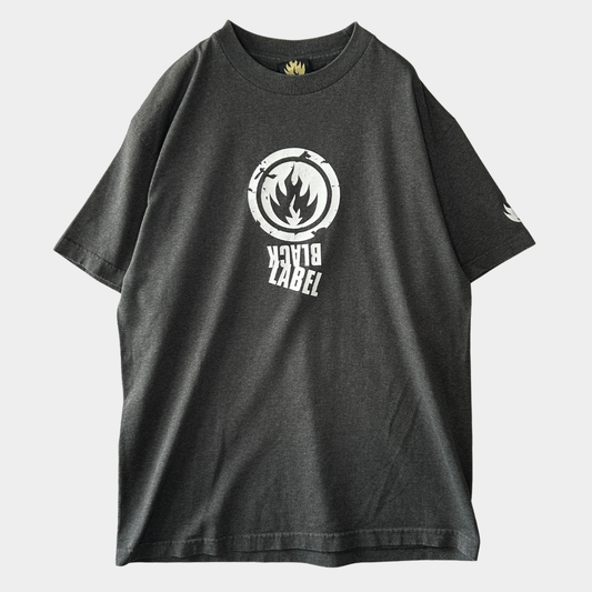 00's BLACK LABEL ブラックレーベル フレイム ロゴTシャツ 黒 (L)/A7576T-SO