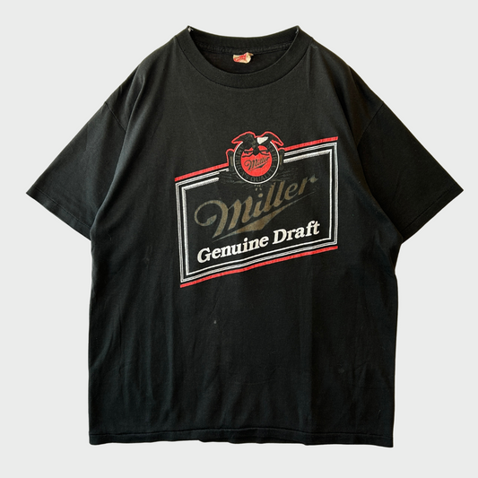 80's miller ミラー ロゴTシャツ ビール企業T アドバタイジング Royal 黒(XL)/A7323T-SO