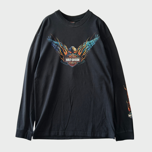 90's Harley-Davidson Las Vegas 袖プリント ロングTシャツ 黒 (L)/B3084T-SO