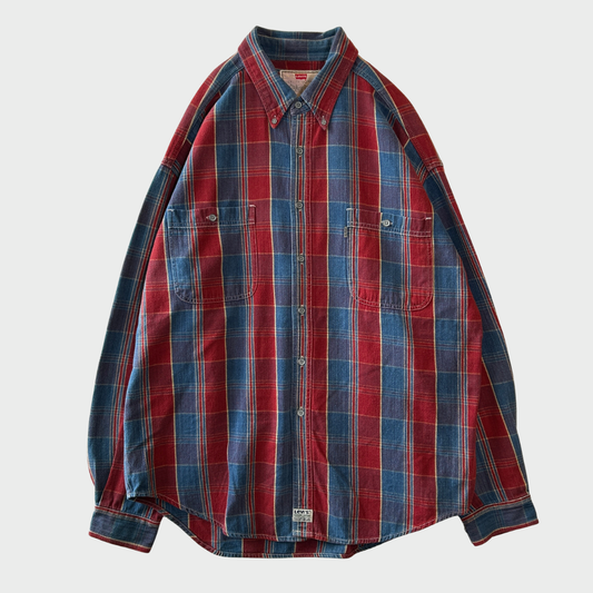 90's Levi's リーバイス チェック ヘビーネルシャツ 赤 (XL) /B1785SH-SO