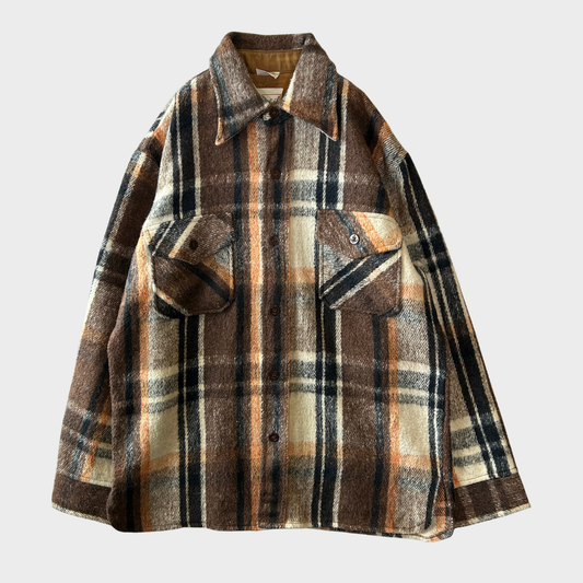 70's Wind Mark ウールチェック cpoジャケット 白茶黒( L)/A5549J-SO