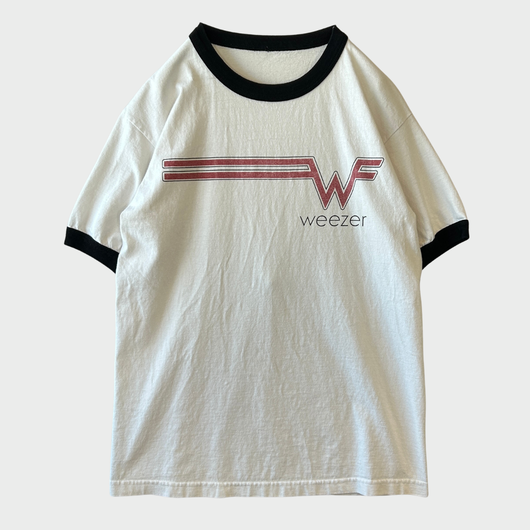 90's Weezer「W STREAK」 バンド リンガーTシャツ 白 (サイズ不明）/C0295T-SO