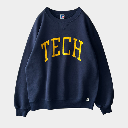 90's Russell Athletic ラッセル "TECH" カレッジスウェット 紺 (L)/C0746S-SO