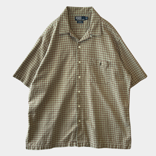 90's Polo by Ralph Lauren "ADAMS" ラルフ オープンカラーシャツ チェック (XL)/C0882SH-SO