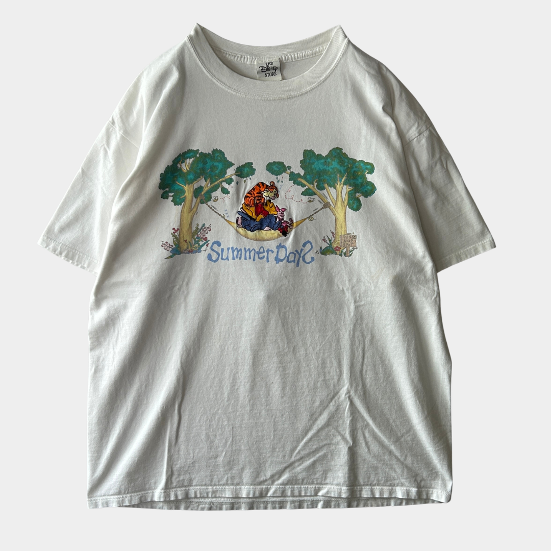 00's Disney Summer Days くまのプーさん キャラクターTシャツ 白 (L)/C1052T-SO