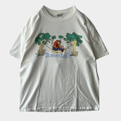 00's Disney Summer Days くまのプーさん キャラクターTシャツ 白 (L)/C1052T-SO