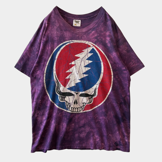 90's Grateful Dead グレイトフル・デッド Steal Your Face ロゴプリントTシャツ タイダイ パープル(XL)/A7456T-SO