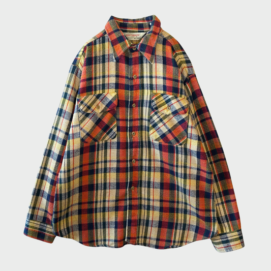 70's Big Yank フランネルチェックシャツ 橙黄ベージュ系 (L)/A8822S-SO