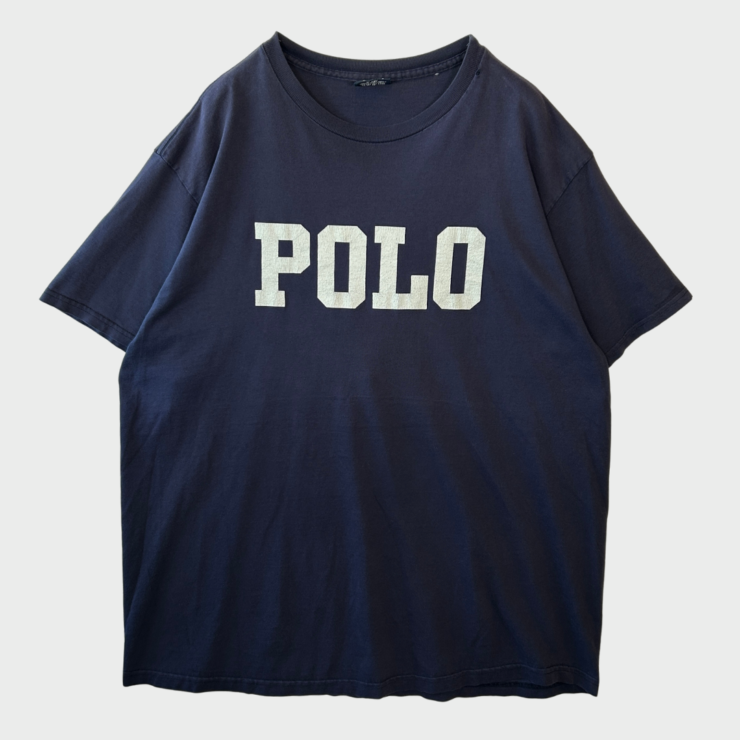 【名作】90s ポロラルフローレン RALPH LAUREN Tシャツ ネイビー 90's Polo Ralph Lauren ラルフローレン Tシャツ 紺 (L)/B2692T-SO