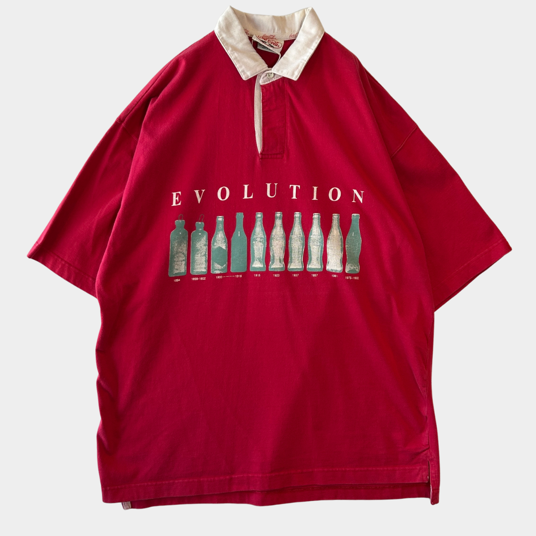 1992 Coca-Cola Evolution ビンの進化 ポロシャツ 赤 (L)/B2773S-SO
