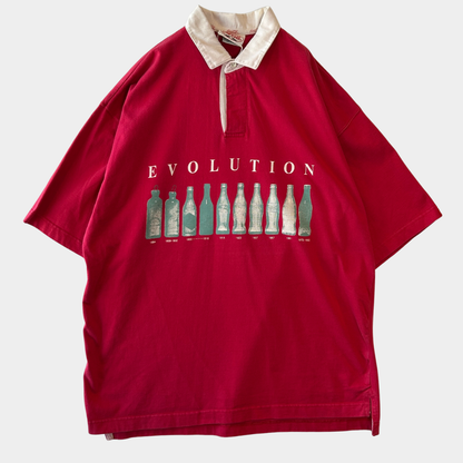 1992 Coca-Cola Evolution ビンの進化 ポロシャツ 赤 (L)/B2773S-SO