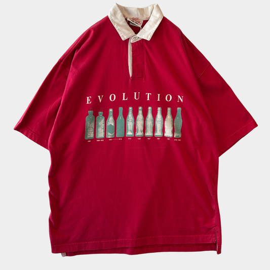 1992 Coca-Cola Evolution ビンの進化 ポロシャツ 赤 (L)/B2773S-SO