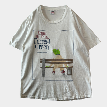 90's Kermit カーミット フォレスト・ガンプ パロディーTシャツ マペット セサミ 白(XL)/C1094T-SO