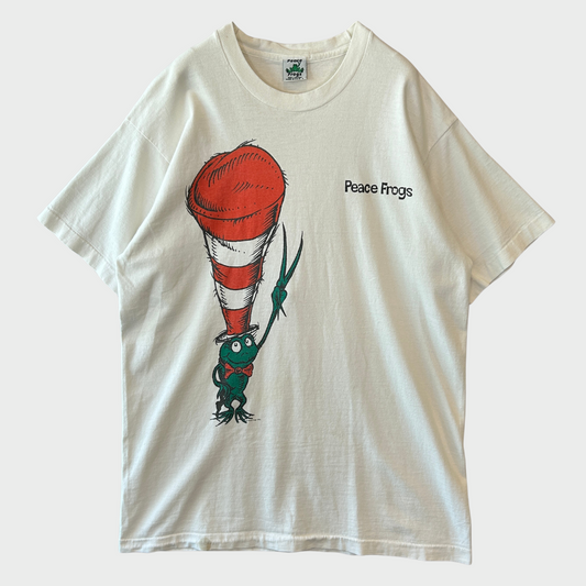 90's Peace Frogs Dr. Seuss "キャット・イン・ザ・ハット” コラボTシャツ 白 (L)/B2789T-SO